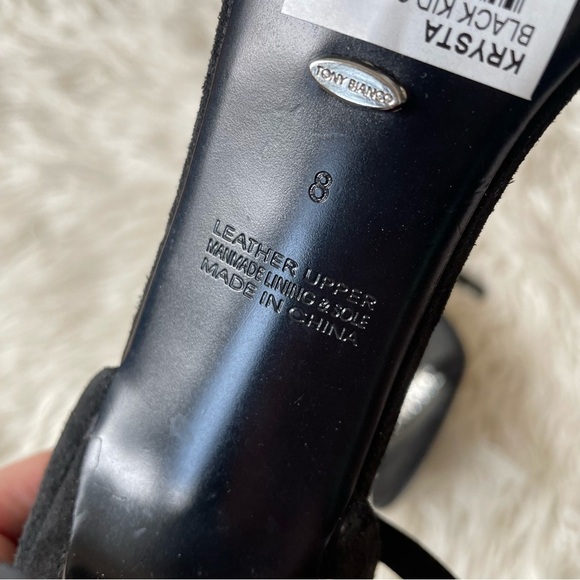 Tony Bianco Black Kid Suede Crystal Embellished Stiletto Krysta Heels EUC Size 8 - Picture 9 of 11